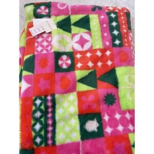 Magaschoni Multicolor Abstract‎ Throw Blanket NWT Christmas Green Pink
